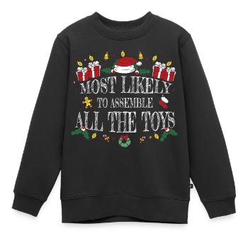Most Likely to Assemble All the Toys - Kids Premium Organic Sweatshirt - black - Front - AI Model Kid Female (0cm)
