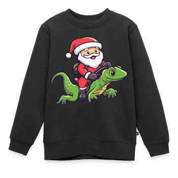Echse Weihnachtsmann - Kinder Premium Organic Sweatshirt - Schwarz - Vorne - AI Model Kid Female (0cm)