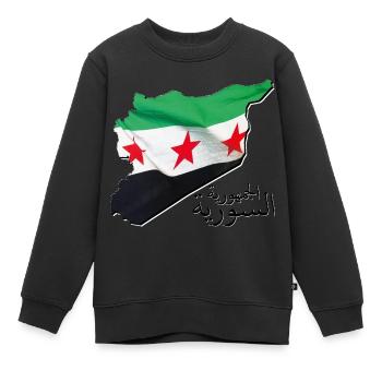 Drapeau de la Syrie sur la carte de la Syrie SY - Sweat Premium enfant bio - noir - Devant - AI Model Kid Female (0cm)