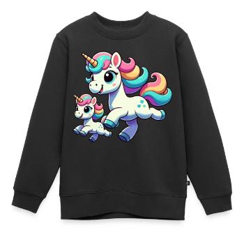 Unicorn mother with child - Kids Premium Organic Sweatshirt - black - Front - AI Model Kid Female (0cm)