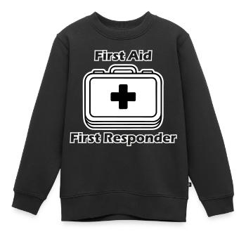 Équipement médical - « Premiers secours, premiers intervenants » - Sweat Premium enfant bio - noir - Devant - AI Model Kid Female (0cm)