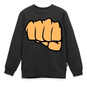 poing - Sweat Premium enfant bio - noir - Devant - AI Model Kid Female (0cm)