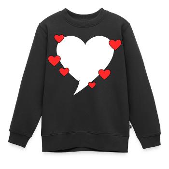 Bulle de dialogue avec des cœurs - Sweat Premium enfant bio - noir - Devant - AI Model Kid Female (0cm)