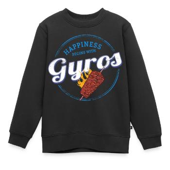Gyros Restaurant Vintage Grèce Souvenir - Sweat Premium enfant bio - noir - Devant - AI Model Kid Female (0cm)