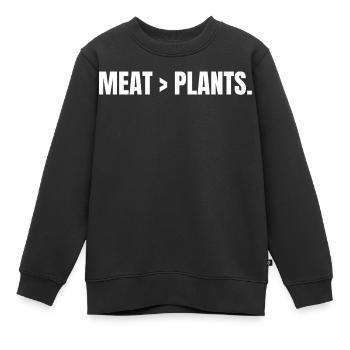 VIANDE > PLANTES | Carnivore | Déclaration basée sur la viande - Sweat Premium enfant bio - noir - Devant - AI Model Kid Female (0cm)