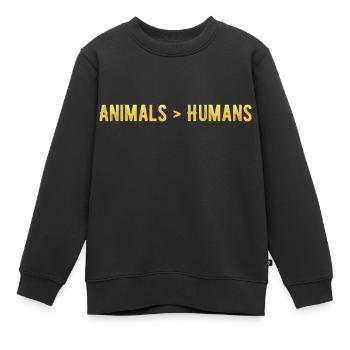 Les animaux sont plus grands que les humains - Sweat Premium enfant bio - noir - Devant - AI Model Kid Female (0cm)