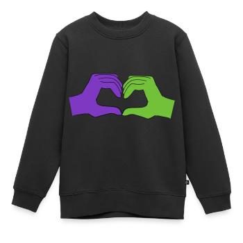 herz lila - Kinder Premium Organic Sweatshirt - Schwarz - Vorne - AI Model Kid Female (0cm)