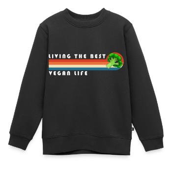 Bio végétalien - Sweat Premium enfant bio - noir - Devant - AI Model Kid Female (0cm)