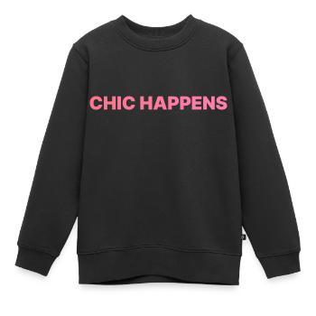 CHIC HAPPENS ROSA - Kinder Premium Organic Sweatshirt - Schwarz - Vorne - AI Model Kid Female (0cm)