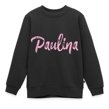 paulina,,name,schreibschrift,rosa,schrift - Kinder Premium Organic Sweatshirt - Schwarz - Vorne - AI Model Kid Female (0cm)