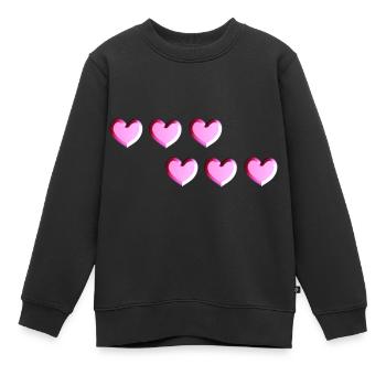 sechs herzen pink glitzer - Kinder Premium Organic Sweatshirt - Schwarz - Vorne - AI Model Kid Female (0cm)