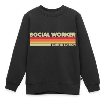 Social Worker Funny Social Work Month - Kinder Premium Organic Sweatshirt - Schwarz - Vorne - AI Model Kid Female (0cm)