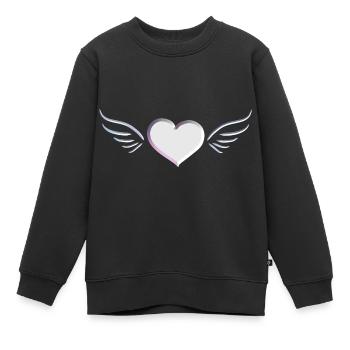 symbole du cœur d’ange argenté - Sweat Premium enfant bio - noir - Devant - AI Model Kid Female (0cm)
