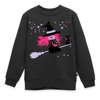 witch - Kids Premium Organic Sweatshirt - black - Front - AI Model Kid Female (0cm)