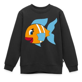 poisson - Sweat Premium enfant bio - noir - Devant - AI Model Kid Female (0cm)
