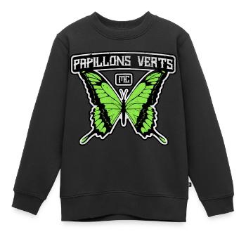 Papillons Verts MC - Sweat Premium enfant bio - noir - Devant - AI Model Kid Female (0cm)
