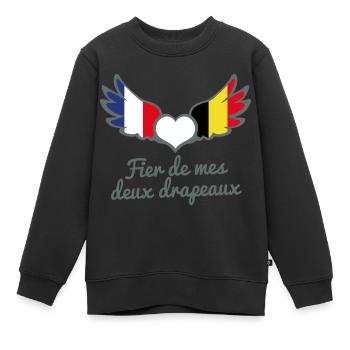 Binationalités France Belgique FrancoBelge - Sweat Premium enfant bio - noir - Devant - AI Model Kid Female (0cm)