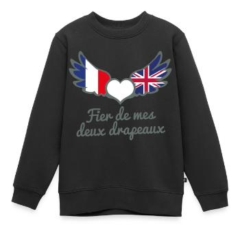 Binationalités France Royaume Uni FrancoAnglais - Sweat Premium enfant bio - noir - Devant - AI Model Kid Female (0cm)