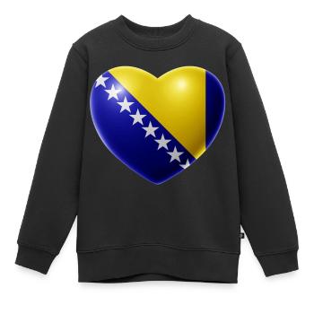 Coeur (Bosnie / Bosna) - Sweat Premium enfant bio - noir - Devant - AI Model Kid Female (0cm)