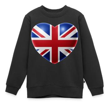 Herz (Großbritannien / Great Britain) - Kinder Premium Organic Sweatshirt - Schwarz - Vorne - AI Model Kid Female (0cm)