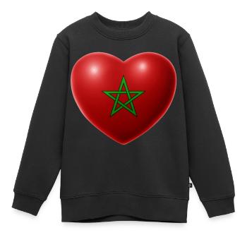 Coeur (Maroc / Maroc) - Sweat Premium enfant bio - noir - Devant - AI Model Kid Female (0cm)