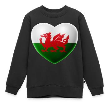Heart (Pays de Galles / Cymru) - Sweat Premium enfant bio - noir - Devant - AI Model Kid Female (0cm)
