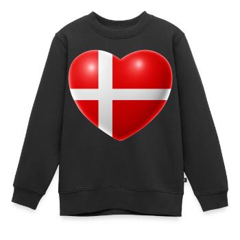 Herz (Dänemark / Danmark) - Kinder Premium Organic Sweatshirt - Schwarz - Vorne - AI Model Kid Female (0cm)