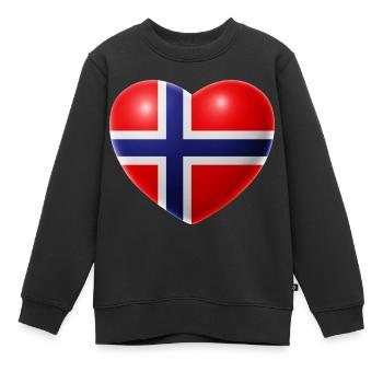 Herz (Norvège / Norge) - Sweat Premium enfant bio - noir - Devant - AI Model Kid Female (0cm)