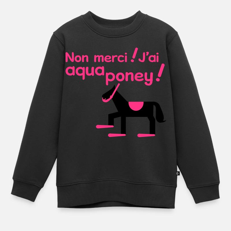 Aqua Poney - Sweat Premium enfant bio - noir