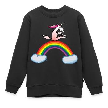 Crazy unicorn - Sweat Premium enfant bio - noir - Devant - AI Model Kid Female (0cm)