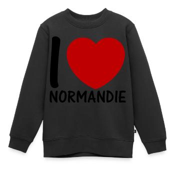 ich liebe Normandie 2c - Kinder Premium Organic Sweatshirt - Schwarz - Vorne - AI Model Kid Female (0cm)