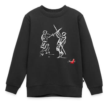 Blanc SWORD MÉDIÉVAL - Sweat Premium enfant bio - noir - Devant - AI Model Kid Female (0cm)