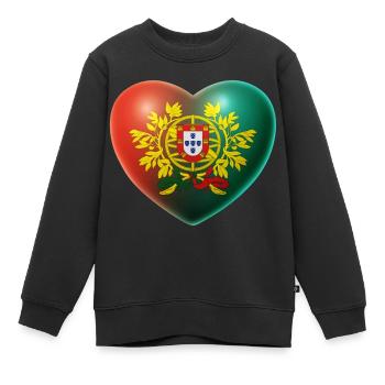 Coeur (Portugal / Portuguesa) 02 - Sweat Premium enfant bio - noir - Devant - AI Model Kid Female (0cm)