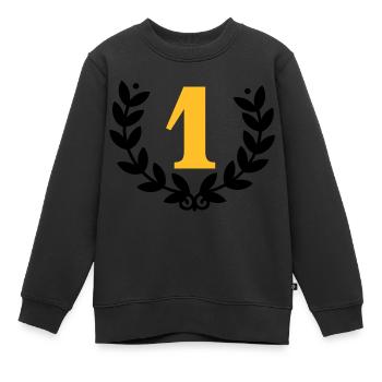 Couronne de laurier de la Première / laurier pour - Sweat Premium enfant bio - noir - Devant - AI Model Kid Female (0cm)