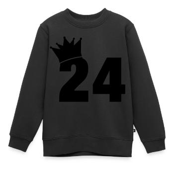 24_krone_f1 - Kinder Premium Organic Sweatshirt - Schwarz - Vorne - AI Model Kid Female (0cm)