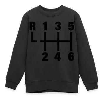 auto_gangschaltung__f1 - Kinder Premium Organic Sweatshirt - Schwarz - Vorne - AI Model Kid Female (0cm)