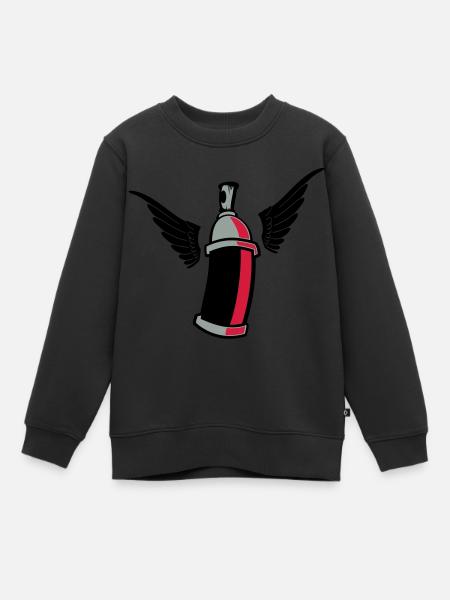 flying_graffiti_can_3c - Sweat Premium enfant bio - noir