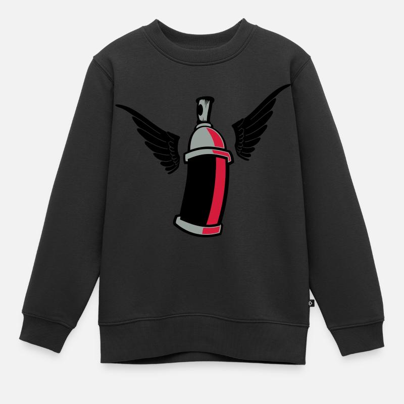 flying_graffiti_can_3c - Sweat Premium enfant bio - noir