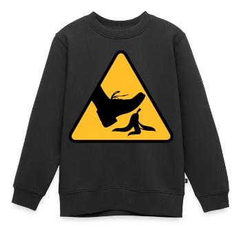 Risque de glisser avec une banane - Sweat Premium enfant bio - noir - Devant - AI Model Kid Female (0cm)