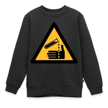 Symbole de danger - Corrosif (2 couleurs) - Sweat Premium enfant bio - noir - Devant - AI Model Kid Female (0cm)