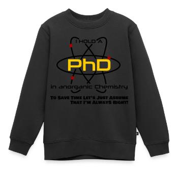 Docteur en chimie inorganique idée cadeau amusant de chimie - Sweat Premium enfant bio - noir - Devant - AI Model Kid Female (0cm)
