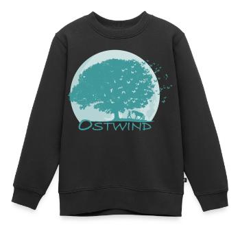Ostwind Aris Ankunft Mond, Baum und Vögel türkis - Kinder Premium Organic Sweatshirt - Schwarz - Vorne - AI Model Kid Female (0cm)