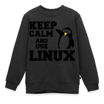 Ruhe bewahren Verwendung linux - Kinder Premium Organic Sweatshirt - Schwarz - Vorne - AI Model Kid Female (0cm)