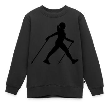 Nordic walking - Kinder Premium Organic Sweatshirt - Schwarz - Vorne - AI Model Kid Female (0cm)
