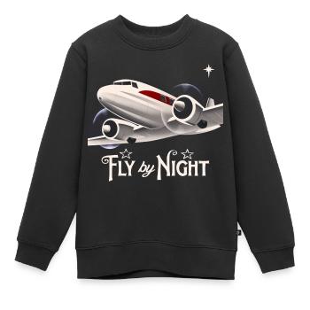 avion style vintage - Sweat Premium enfant bio - noir - Devant - AI Model Kid Female (0cm)