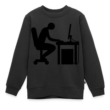 Nerd bureau ordinateur - Sweat Premium enfant bio - noir - Devant - AI Model Kid Female (0cm)