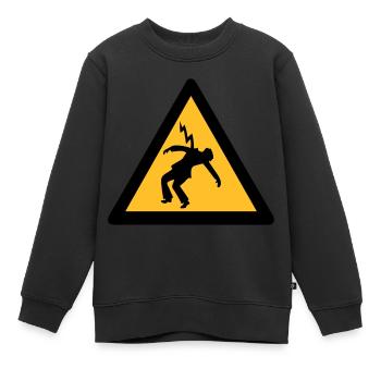 elektriker blitzschlag signalisiert gefahr - Kinder Premium Organic Sweatshirt - Schwarz - Vorne - AI Model Kid Female (0cm)