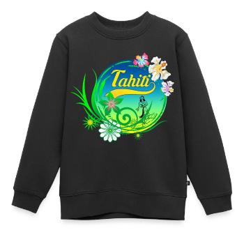 tahiti design 01 - Sweat Premium enfant bio - noir - Devant - AI Model Kid Female (0cm)