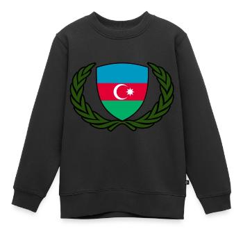 aserbaidschan flagge wappen logo aserbaidschan - Kinder Premium Organic Sweatshirt - Schwarz - Vorne - AI Model Kid Female (0cm)