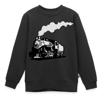 dampflok chemin de fer locomotive roman - Sweat Premium enfant bio - noir - Devant - AI Model Kid Female (0cm)